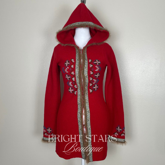 Rare Vintage Hooded Cardigan ASO Willow Rosenberg BtVS Red Embroidered Knit - Picture 5 of 13